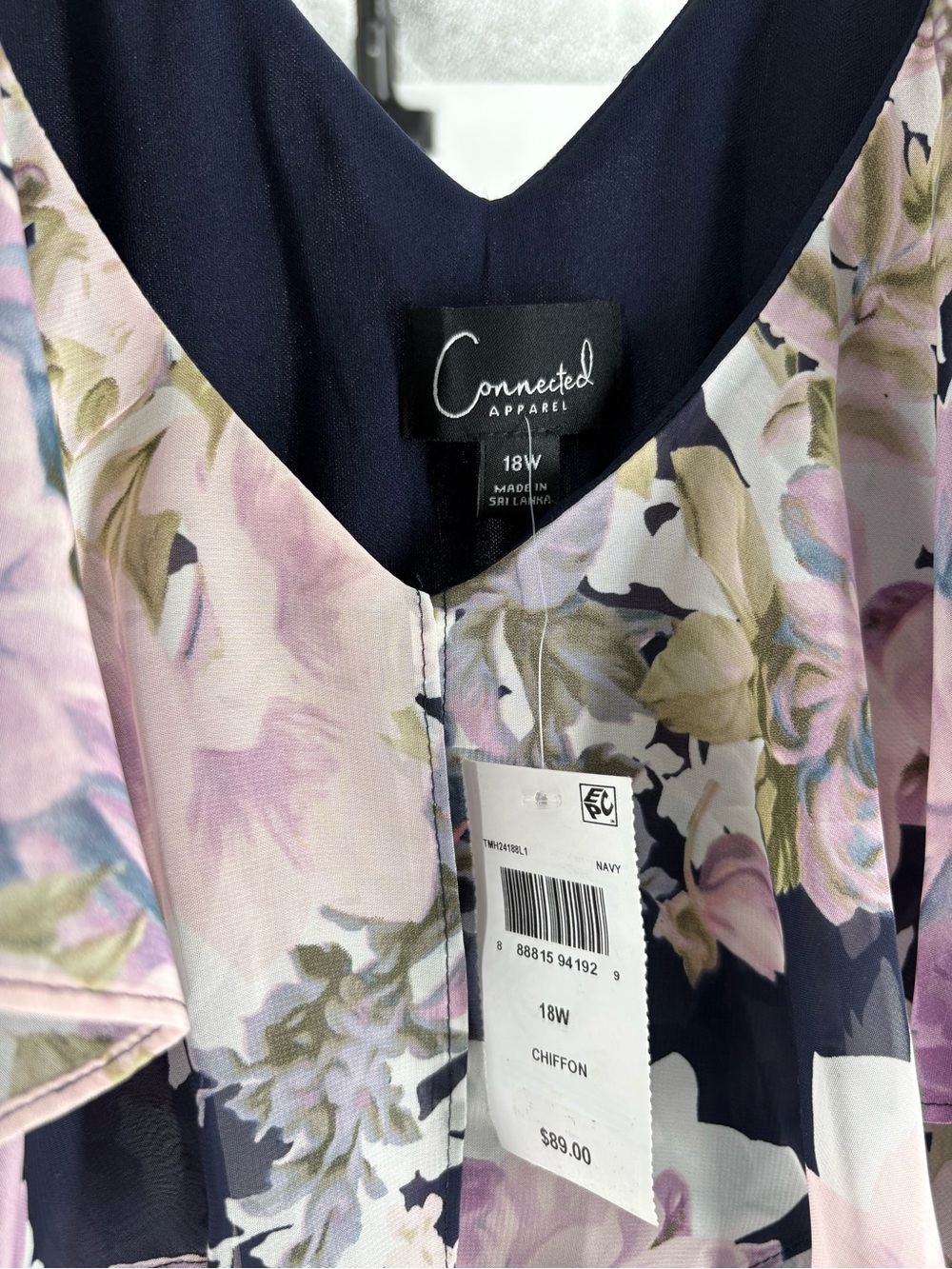 New Connected Apparel V-Neck Maxi Dress in Navy and Pink size 18W - Picture 4 of 4